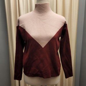 Cynthia Rowley Women's Mock Neck Color block Sweater Pink/Red NWT Size XS